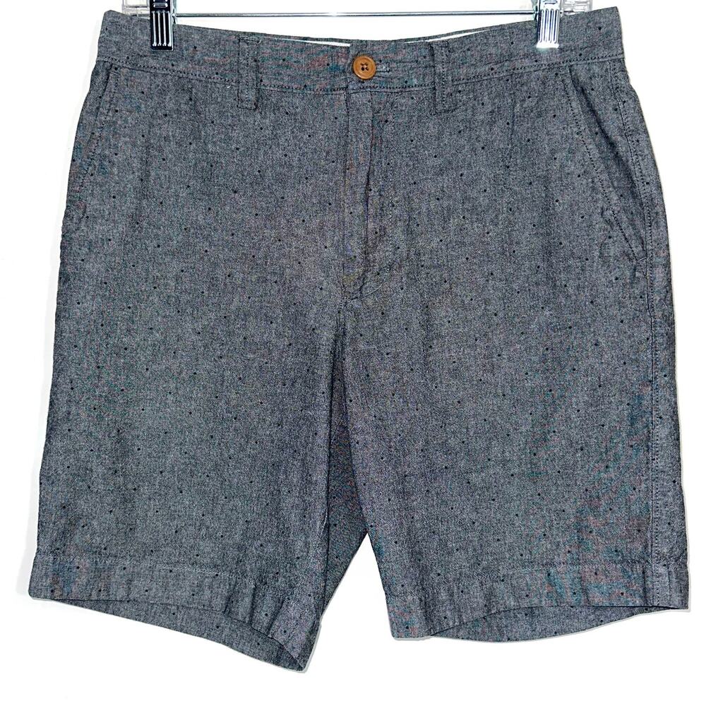 JCrew Factory Men’s Gramercy Grey Dot Flat Front Chino Shorts Size 30W